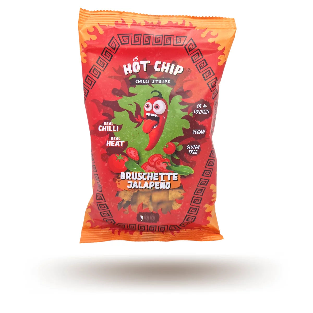 HOT CHIP - Bruchetta & Jalapeno Strips Smoked Chips met 18% proteïne - Glutenvrij - Vegan - 80 gram