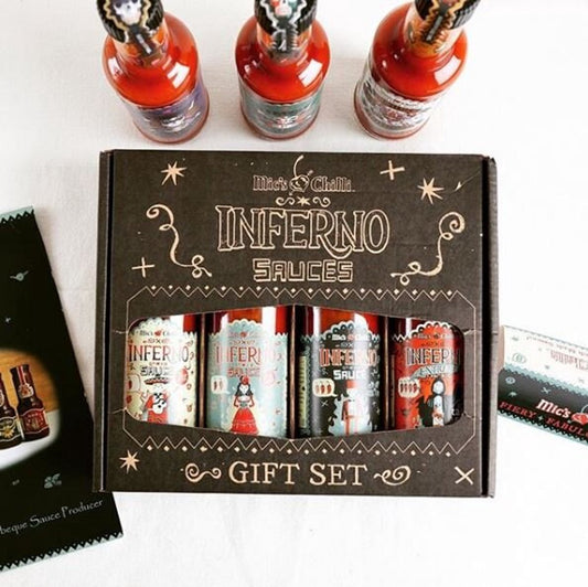 Inferno Gift Set – Mic’s Chilli (4x155g) | Pittige Habanero Sauzen