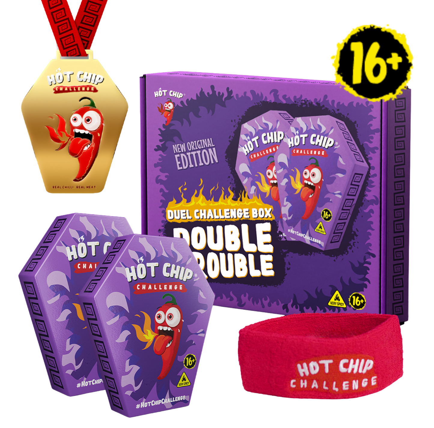 Hot Chip Duel Challenge Box Double Trouble – Extreem Pittige Challenge voor 2 Personen met Carolina Reaper