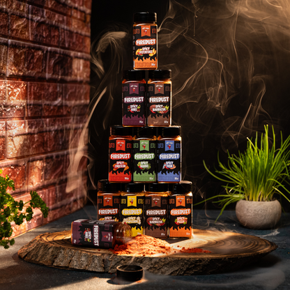 HOT-CHIP Firedust Kruiden Cadeauset – 8 Pittige Kruidenmixen – Voor BBQ, Vlees, Pizza, Snacks, Popcorn en Marinades