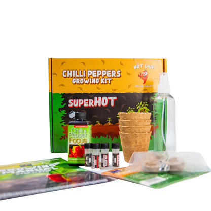 Chili Kweekset Super Hot – Cadeauset voor het Kweken van Extreem Hete Pepers – Carolina Reaper, Naga Black, Trinidad Scorpion & Habanero