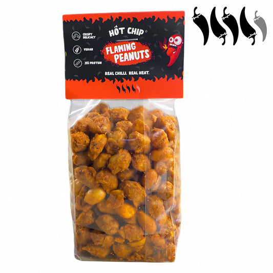 Flaming Hot Pinda's - Flaming Peanuts van Hot Chip - Vegan, Krokant, 20% Proteïne - 140g