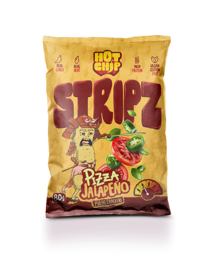 STRIPZ Pizza Jalapeño 80 g – Knapperige Vegan Eiwitsnack met Pizzasmaak