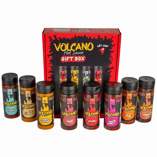HOT-CHIP Volcano Hot Sauce Cadeauset – 8 Pittige Sauzen (8 x 270 ml)