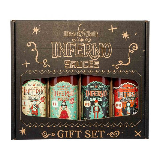 Inferno Gift Set – Mic’s Chilli (4x155g) | Pittige Habanero Sauzen