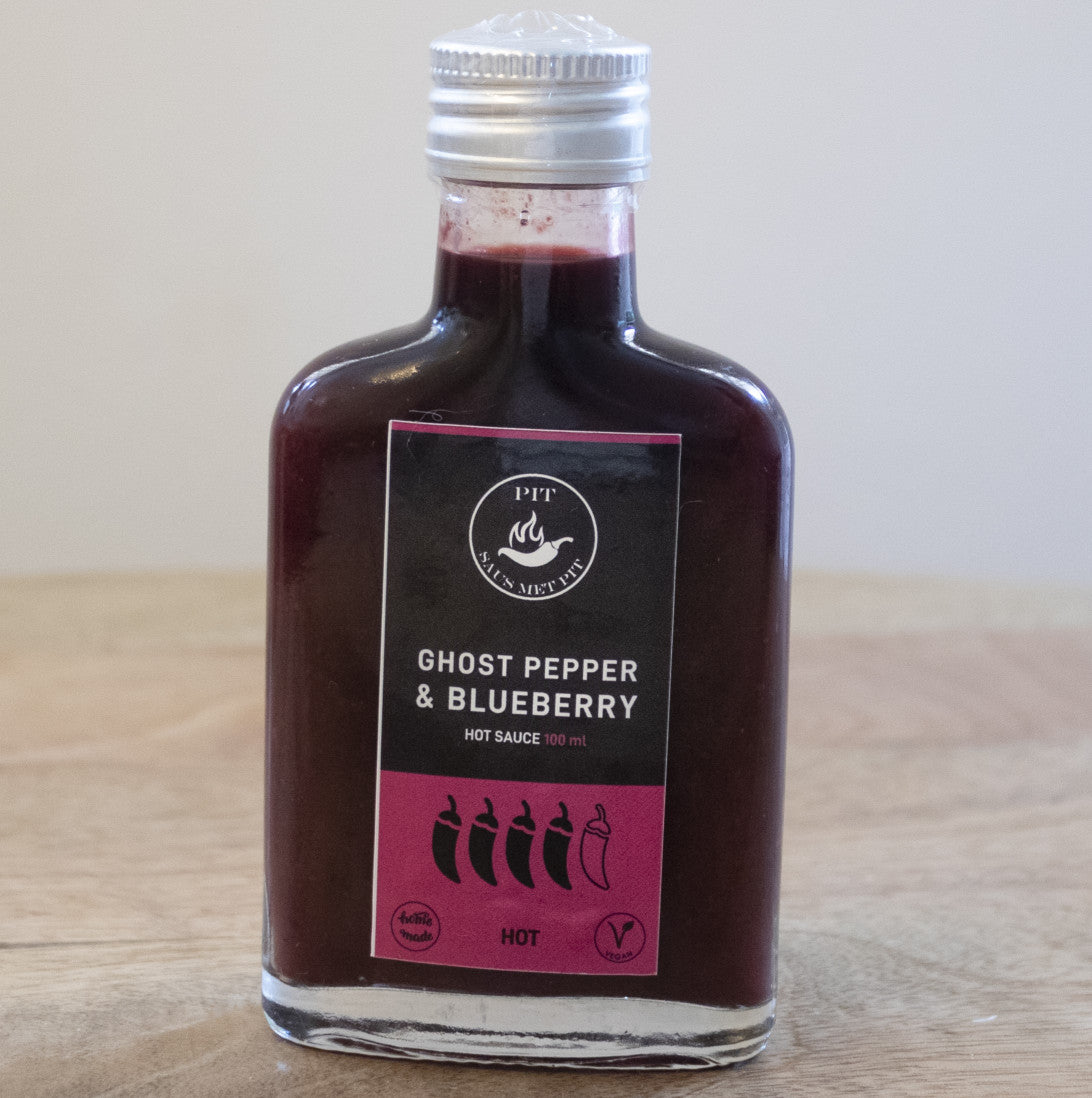 Ghost Pepper Hot Saus met Blueberry van Saus Met Pit